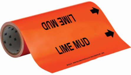 LIME MUD Pipe Marker, 30' H x 12" W, Roll of 30', Fits Pipes, 2.5" Dia. Thru 6" Dia.