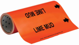 LIME MUD Pipe Marker, 30' H x 12" W, Roll of 30', Fits Pipes, 2.5" Dia. Thru 6" Dia.