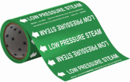 Low Pressure Steam Pipe Marker, 30' H x 8" W, Roll of 30', Fits Pipes 2" Dia. or Smaller