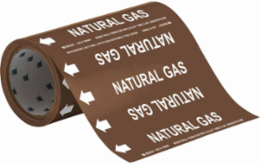 NATURAL GAS Pipe Marker, 30' H x 8" W, Roll of 30', Fits Pipes 2" Dia. or Smaller