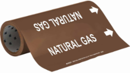 NATURAL GAS Pipe Marker, 30' H x 12" W, Roll of 30', Fits Pipes, 2.5" Dia. Thru 6" Dia.
