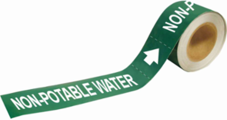 Non-Potable Water Pipe Marker, 1" H x 8" W, Roll of 25 Each, Fits Pipes 1.5" Dia. Thru 2" Dia.