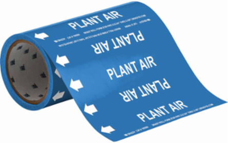 PLANT AIR Pipe Marker, 30' H x 8" W, Roll of 30', Fits Pipes 2" Dia. or Smaller