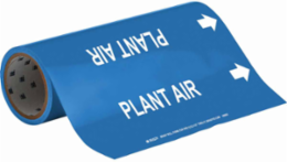 PLANT AIR Pipe Marker, 30' H x 12" W, Roll of 30', Fits Pipes 2.5" Dia. Thru 6" Dia.