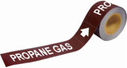 PROPANE GAS Pipe Marker, 2" H x 12" W, Roll of 25 Each, Fits Pipes 2.5" Dia. Thru 6" Dia.