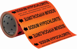 SODIUM HYPOCHLORITE Pipe Marker, 30' H x 8" W, Roll of 30', Fits Pipes 2" Dia. or Smaller