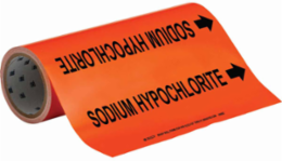 SODIUM HYPOCHLORITE Pipe Marker, 30' H x 12" W, Roll of 30', Fits Pipes 2.5" Dia. Thru 6" Dia.