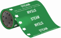 Steam Pipe Marker, 30' H x 8" W, Roll of 30', Fits Pipes 2" Dia. or Smaller