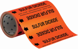 SULFUR DIOXIDE Pipe Marker, 30' H x 8" W, Roll of 30', Fits Pipes 2" Dia. or Smaller