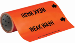 Weak Wash Pipe Marker, 30' H x 12" W, Roll of 30', Fits Pipes, 2.5" Dia. Thru 6" Dia.