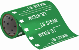LB. Steam Pipe Marker, 30' H x 8" W, Roll of 30', Fits Pipes 2" Dia. or Smaller
