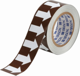 Directional Flow Arrow Tape for Pipe Marking - Roll Form, Vinyl, White on Brown, 2" x 30 Yd