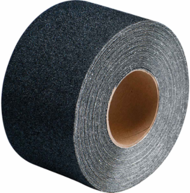 NFSI Certified Heavy Duty Anti-Skid Tape Roll - Silicon Carbide Grit, Solid Color, Black, 4" x 60'