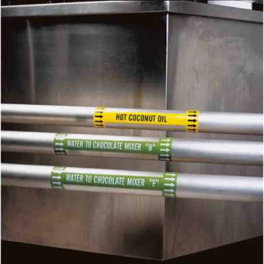 Food Industry Pipe Markers for Other Liquids - Laminated Polyester on High Performance/High Visibility Label Carrier, Style 4, 0