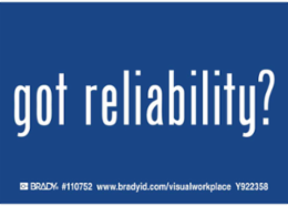 GOT RELIABILITY? Labels, 3.5" H x 5" W x 0.006" D, White on Blue