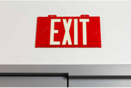 BradyGlo Exit Sign, 8.25 Inch H x 15.25 Inch W, Glow in the Dark, Photoluminescent
