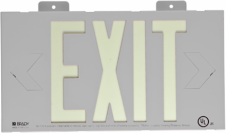 BradyGlo Exit Sign, 8.25 Inch H x 15.25 Inch W, Glow in the Dark, Photoluminescent
