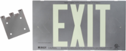 BradyGlo Exit Sign, 8.25 Inch H x 15.25 Inch W, Glow on Silver, Photoluminescent