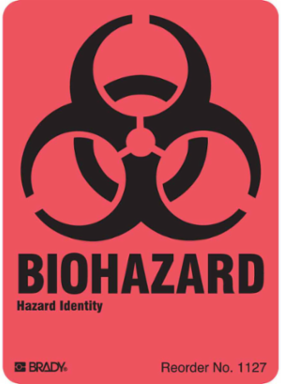 Biohazard Label 4 Inch H x 2.875 Inch W, Black on Orange, Pack of 40