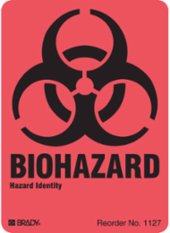Biohazard Label 4 Inch H x 2.875 Inch W, Black on Orange, Pack of 40
