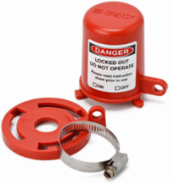 Plug Valve Lockouts 3 in H x 3.21 in Dia, Red Polypropylene