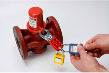 Plug Valve Lockouts 4 in H x 4.71 in Dia, Red Polypropylene
