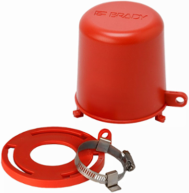 Plug Valve Lockouts 4 in H x 4.71 in Dia, Red Polypropylene