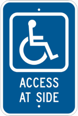 Handicap Access At Side Sign, 18" H x 12" W x .035" D, Aluminum