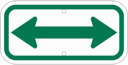 Green On White Double Arrow Sign, 6" H x 12" W x 0.090" D, Green on White