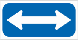 White On Blue Double Arrow Sign, 6" H x 12" W x 0.090" D, White on Blue