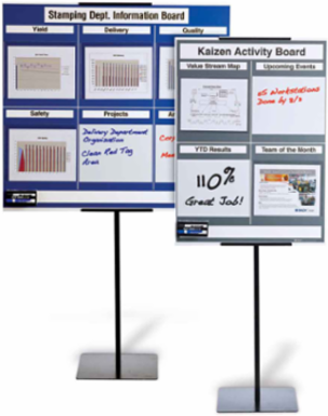 Gray 4-Panel Lean Communication Board, 34.25" H x 25" W, White on Gray, Polystyrene