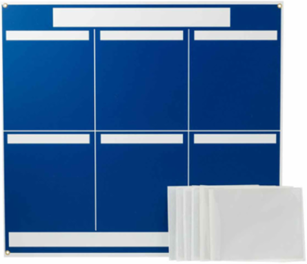 Blue 6-Panel Lean Communication Board, 34.25 Inch H x 37.25 Inch W, Polystyrene