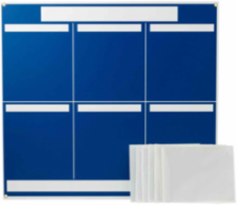 Blue 6-Panel Lean Communication Board, 34.25 Inch H x 37.25 Inch W, Polystyrene