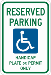 Reserved Parking Handicap Plate Or Permit Only Sign, 18" H x 12" W x 0.090" D, Aluminum