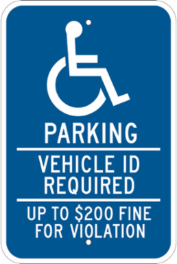 Parking Vehicle ID Required Up To $200 Fine For VI Sign, 18 " H x 12 " W x 0.090 " D