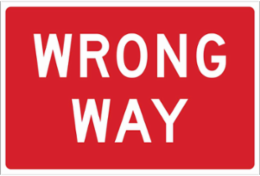 Wrong Way Sign, 24" H x 36" W x 0.090" D, Aluminum