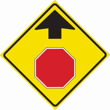 Stop Ahead Picto Sign, 30" H x 30" W x 0.090" D, Aluminum
