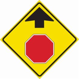 Stop Ahead Picto Sign, 30" H x 30" W x 0.090" D, Aluminum