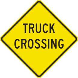 Truck Crossing Sign, 24" H x 24" W x 0.090" D, Aluminum