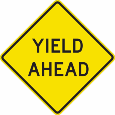 Yield Ahead Sign, 24" H x 24" W x 0.090" D, Aluminum