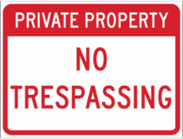 Private Property No Trespassing Sign, 18" H x 24" W x 0.090" D