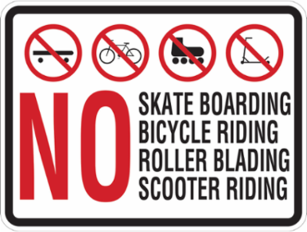 No Skate Boarding Sign, 18 " H x 24 " W x 0.090 " D, Aluminum