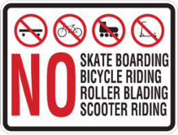 No Skate Boarding Sign, 18 " H x 24 " W x 0.090 " D, Aluminum