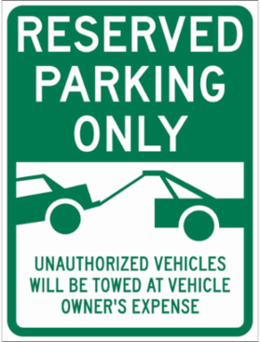 RESERVED PARKING ONLY Unauthorized Vehicles Will Be Ticketed/Towed At Owners Expense Sign, 24" H x 18" W x 0.090" D, Aluminum