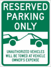 RESERVED PARKING ONLY Unauthorized Vehicles Will Be Ticketed/Towed At Owners Expense Sign, 24" H x 18" W x 0.090" D, Aluminum