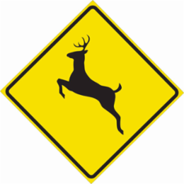 Deer Crossing Picto Sign, 24" H x 24" W x 0.090" D, Aluminum