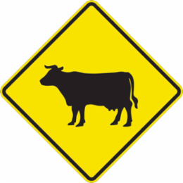 Cattle Crossing Sign, 24" H x 24" W x 0.090" D, Aluminum