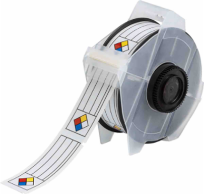 GlobalMark Series Indoor-Outdoor Vinyl Labels, NFPA Diamond, 1.125" H x 3" W, Roll of 300 Labels, Blue/Red/Yellow on White