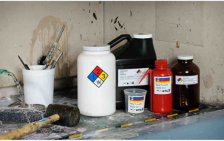 GlobalMark Series Indoor-Outdoor Vinyl Labels, NFPA Diamond 2.25" H x 2.25" W, Roll of 365 Labels, Blue/Red/Yellow on White