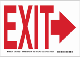 Exit Sign, 7" H x 10" W x 0.055" D, Arrow Direction: Right